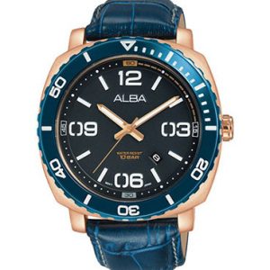 Alba AG8H96X Men's Leather Quartz  Analog Wrist Watch  Warranty from Elaraby Group