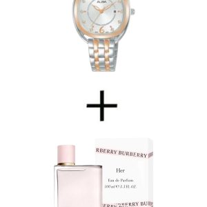 ALBA  ladies's Fashion hand Watch Stainless steel strap AH7BG6X +Gift BURBERRY Her Eau De Parfum 100ml